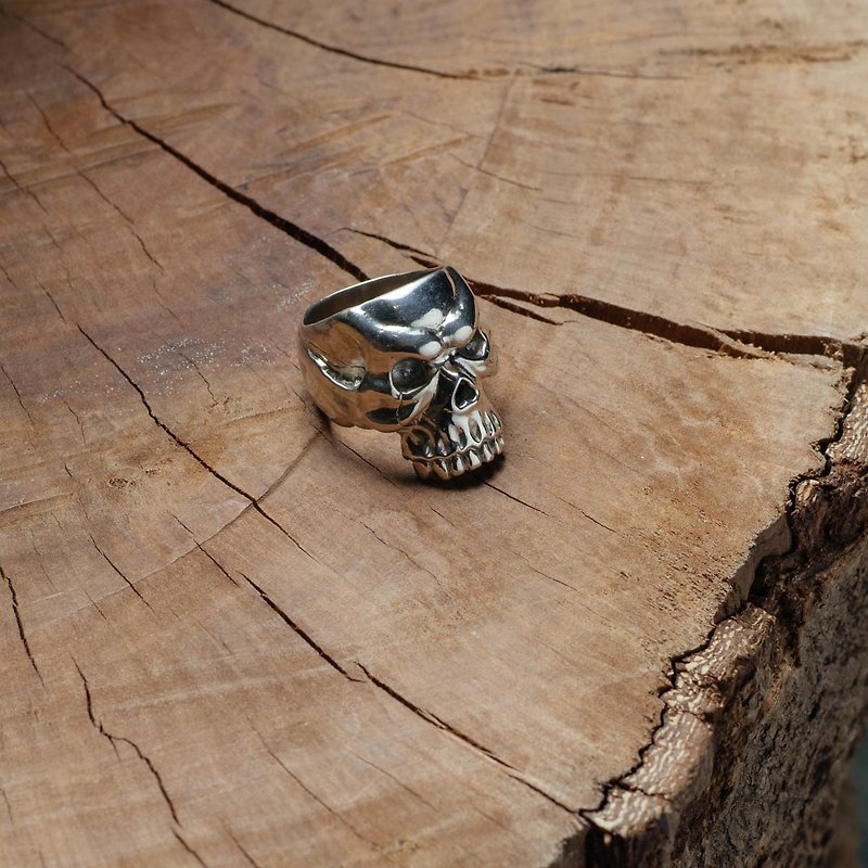 Skull Ring 925 Silver Handmade Ring - แหวนทั่วไป - โลหะ สีเทา