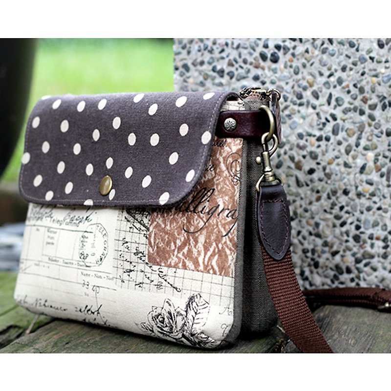 Dot Retro brown shoulder bag - handmade materials package - อื่นๆ - วัสดุอื่นๆ สีนำ้ตาล