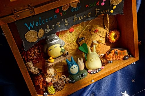 你好,蘑蔻 迷你时光木匣totoro-龙猫季静谧の森林 宫崎骏原创微场景