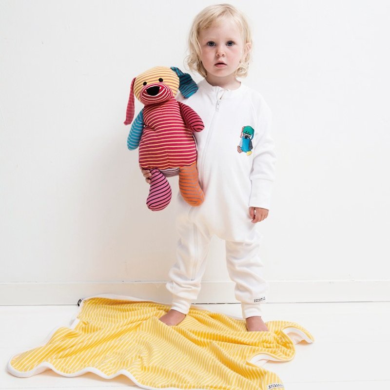 【北歐童裝】瑞典有機棉新生兒寶寶四季被子 黃白附禮物盒包裝 - 嬰兒床/床圍/寢具 - 棉．麻 黃色