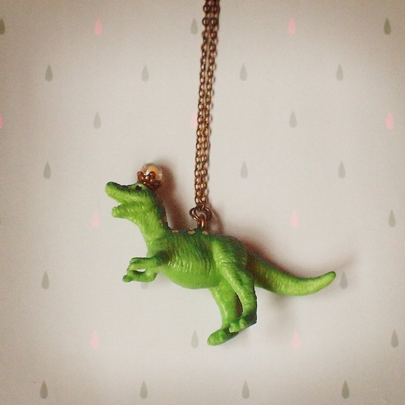 / Zoo / Fabulous Adventure - Tyrannosaurus necklace - สร้อยคอ - พลาสติก สีเขียว