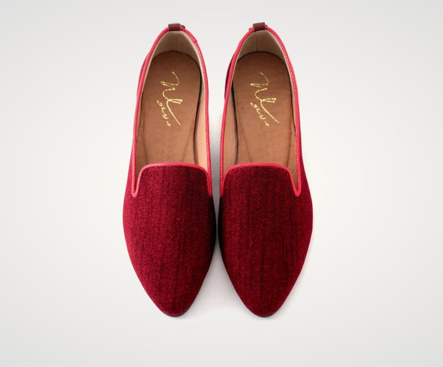 Red heeled clearance loafers