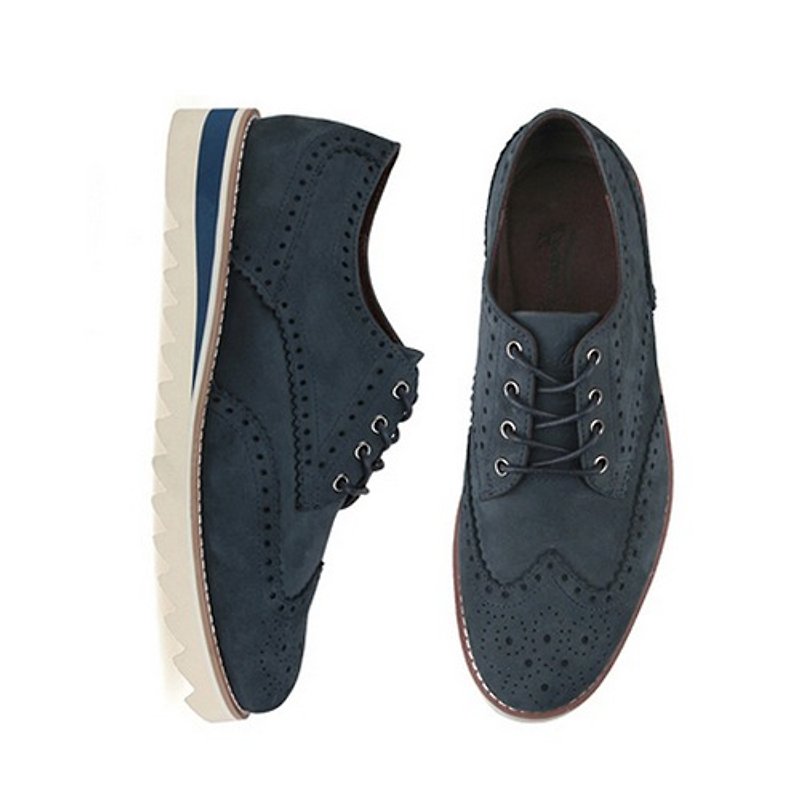 【Korean brand】Brawn Brows Lace up derbies with perforated design BB6022 NAVY - Men's Leather Shoes - Genuine Leather 