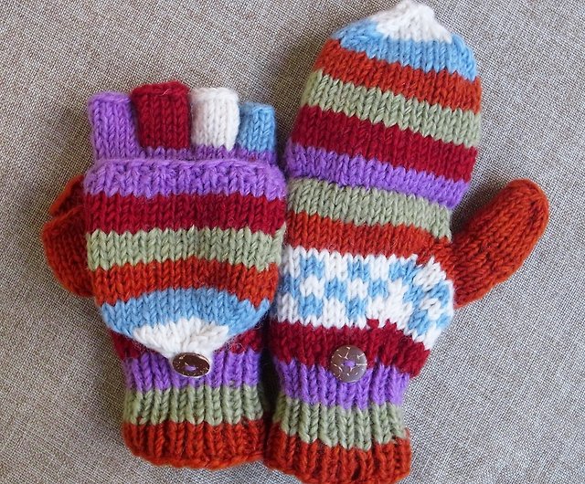 Handknit handmade wool mittens