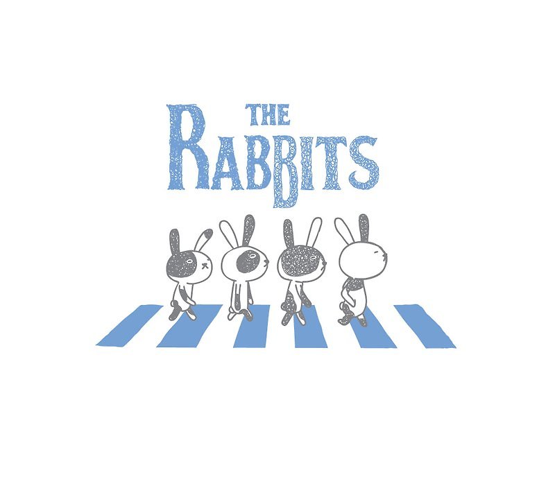 | the Rabbits(海軍藍) | - 女 T 恤 - 棉．麻 白色