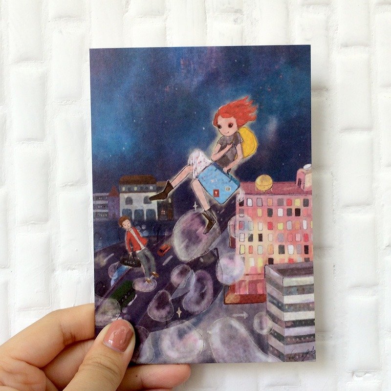 ┇eyesQu┇dream bubble┇illustration postcard - การ์ด/โปสการ์ด - กระดาษ สีน้ำเงิน