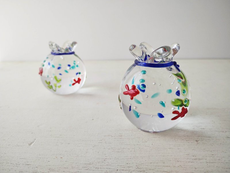 手工吹玻璃金魚缸紙鎮 - 擺飾/家飾品 - 玻璃 藍色