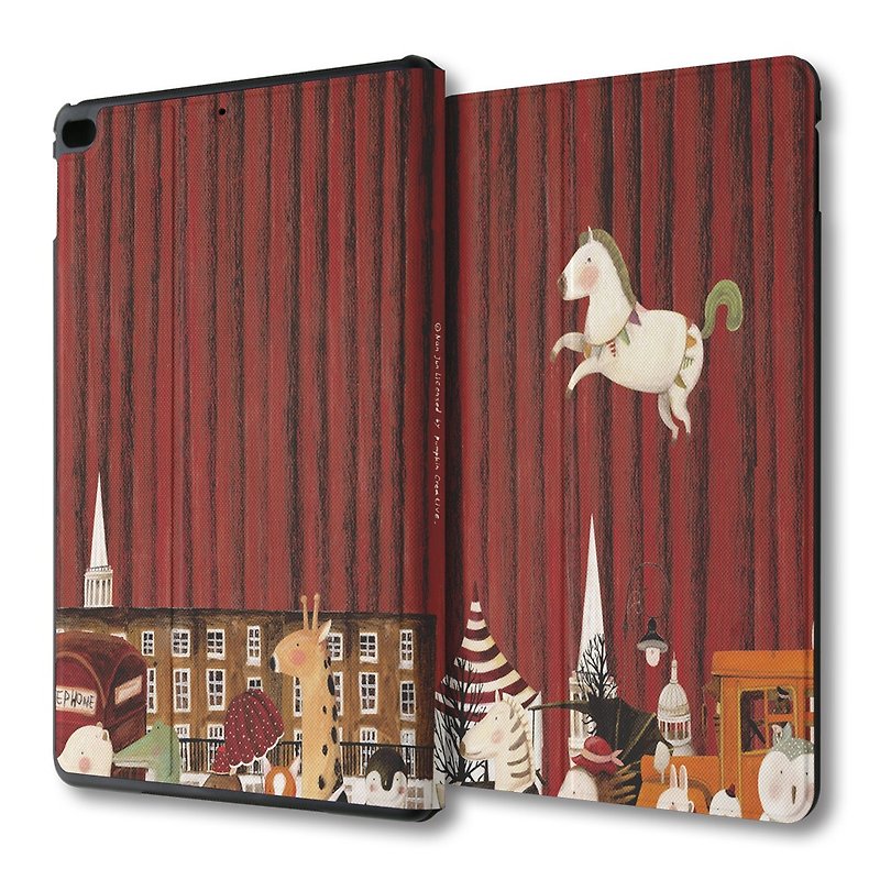AppleWork iPad mini multi-angle flip holster city hundred state PSIBM-012 - เคสแท็บเล็ต - หนังแท้ สีแดง