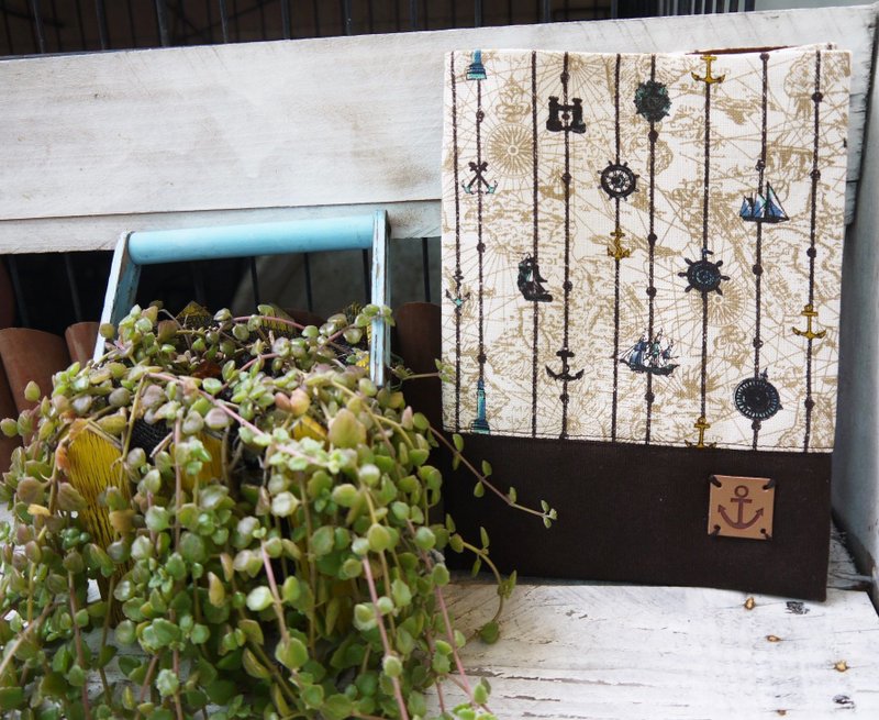 Nautical maps cloth book clothes - ปกหนังสือ - ผ้าฝ้าย/ผ้าลินิน สีนำ้ตาล