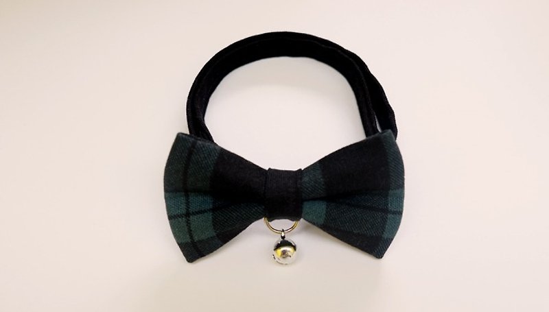 [Miya ko.] Handmade cloth grocery cats and dogs tie / tweeted / bow / handsome plaid / Japanese minimalist / pet collar / collar - Collars & Leashes - Other Materials 