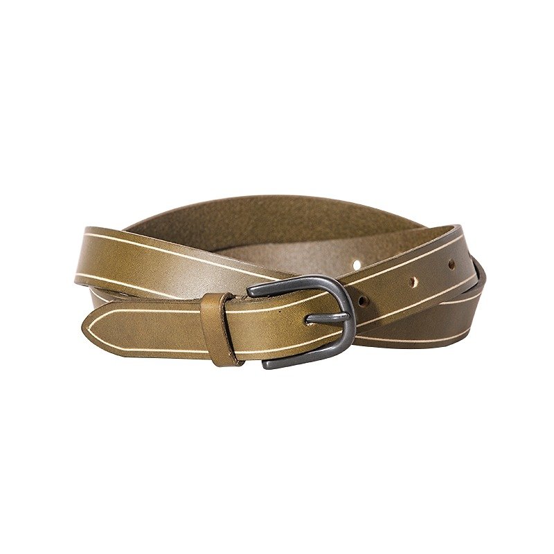 [HANDOS] Sour Worms Leather Wide Belt - Light Green - Belts - Genuine Leather Green