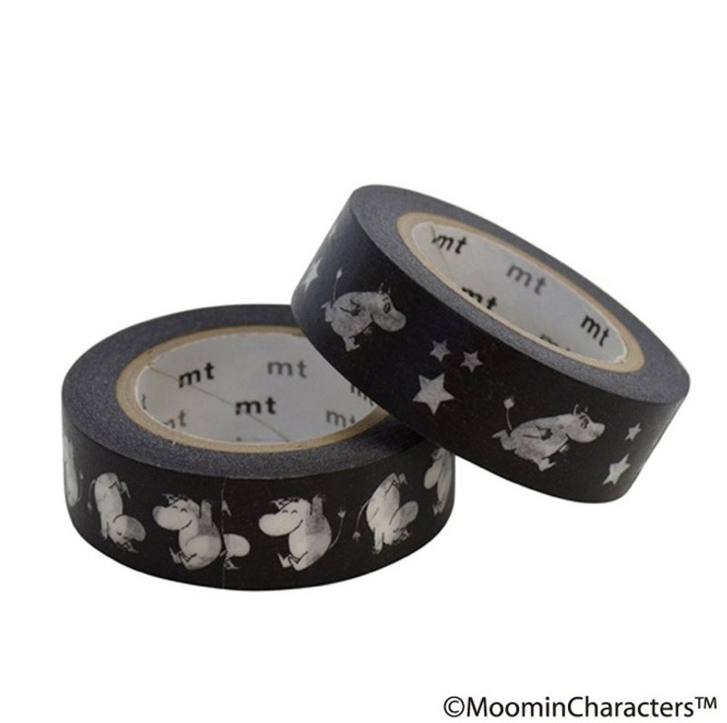 Moomin MT Deco 限定紙膠帶組（2捲一組） - 紙膠帶/和紙/PET - 紙 黑色
