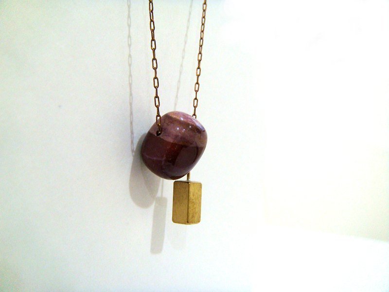 StUdio] [square Bronze Stone necklace 10 - สร้อยคอ - โลหะ สีแดง