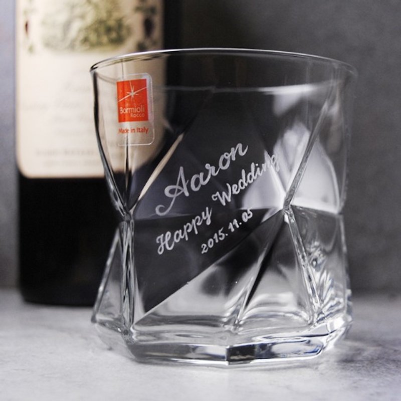 Customized gift 330cc [Engraved geometric cup] Italian geometric architectural diamond customization - แก้วไวน์ - แก้ว ขาว