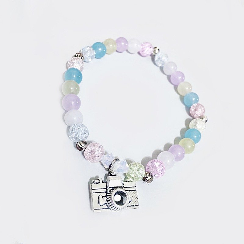Kacha ◆ Light tone-natural stone / popped white crystal / bracelet custom design - Metalsmithing/Accessories - Other Materials Pink