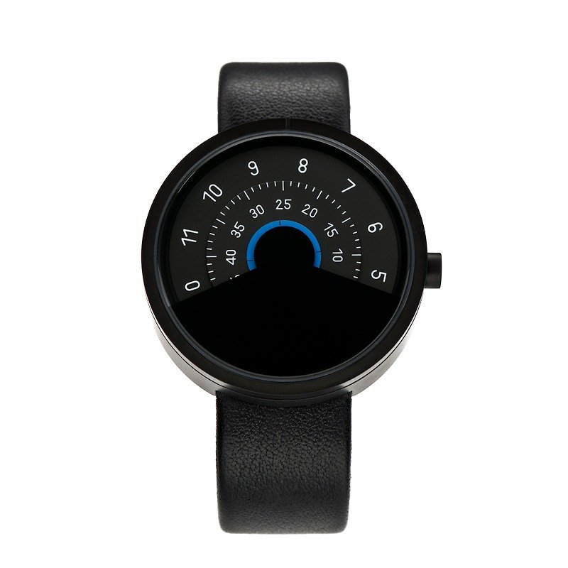 ANICORN簡約設計-時尚轉盤機械手錶(純鋼霧面黑+藍色)Series 000-BB - 女錶 - 其他金屬 黑色