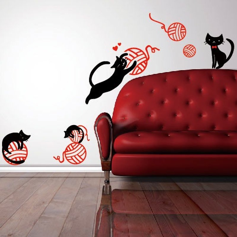 《Smart Design》創意無痕壁貼◆調皮毛線貓 - 壁貼/牆壁裝飾 - 塑膠 