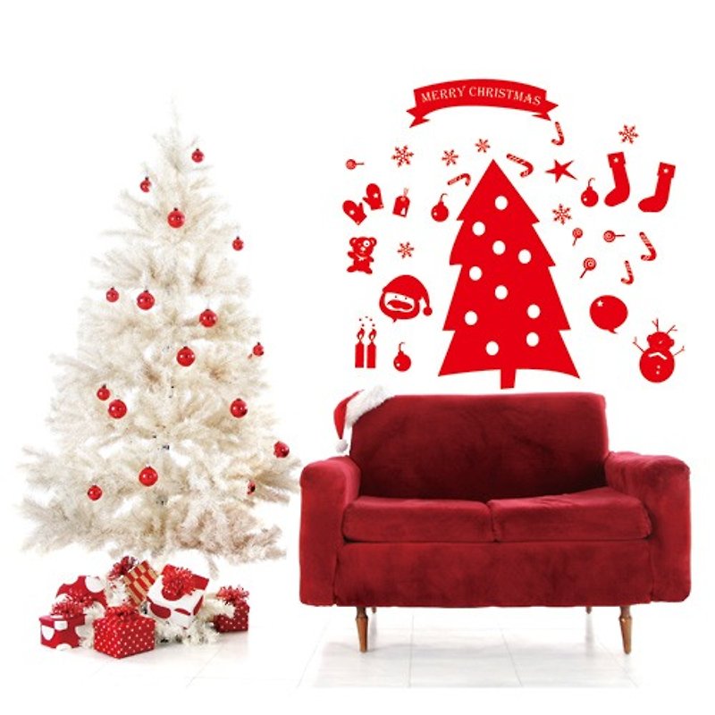 Smart Design創意無痕壁貼◆聖誕老公公 8色可選 - 牆貼/牆身裝飾 - 紙 紅色