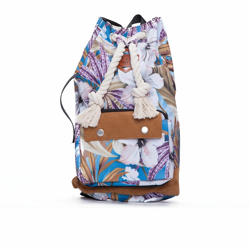 Summer blooms | Boxing bag - yellow hibiscus | - Backpacks - Waterproof Material Yellow