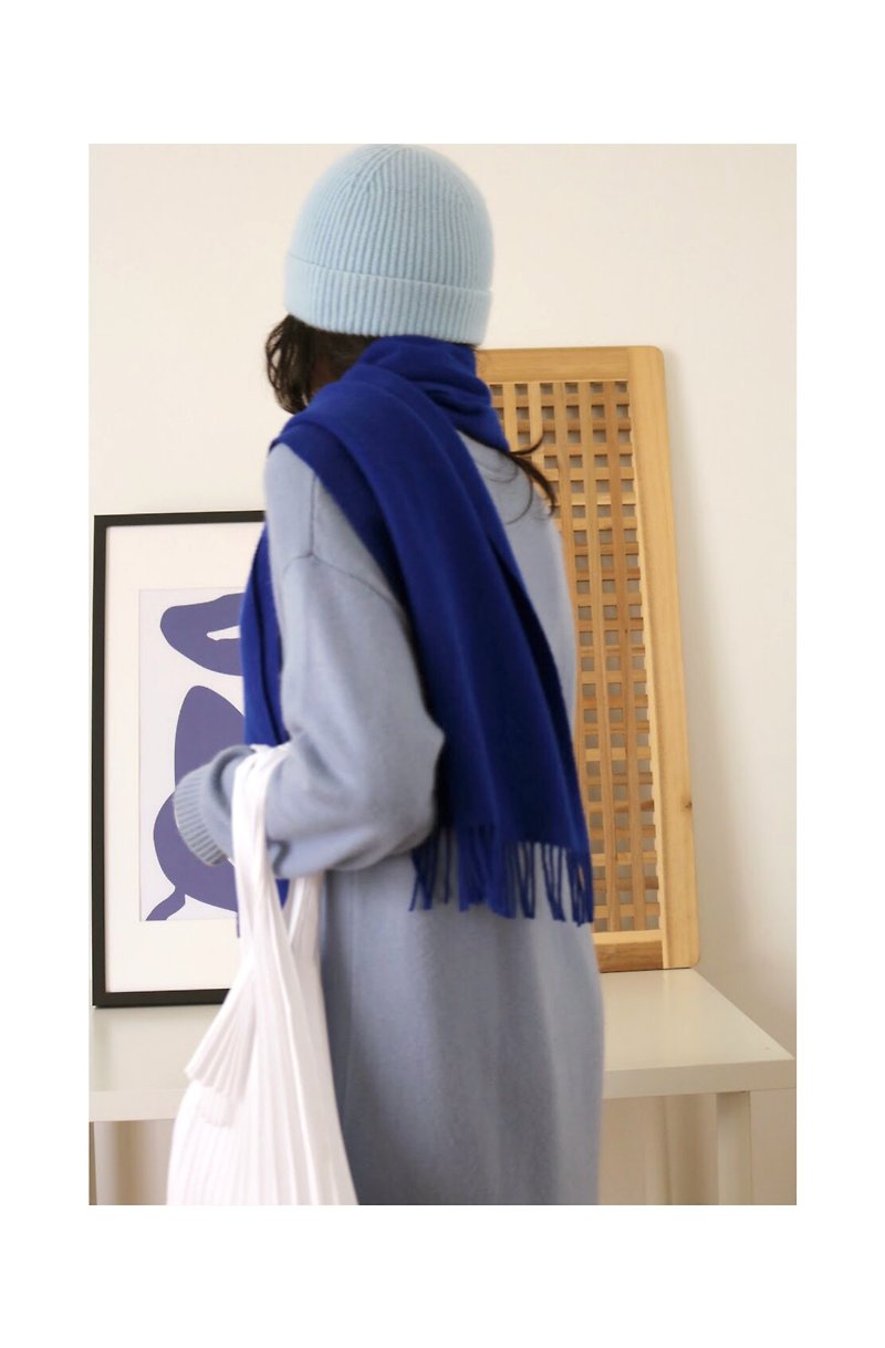 Woven wool fringed scarf (multi-color optional) - ผ้าพันคอถัก - ขนแกะ 