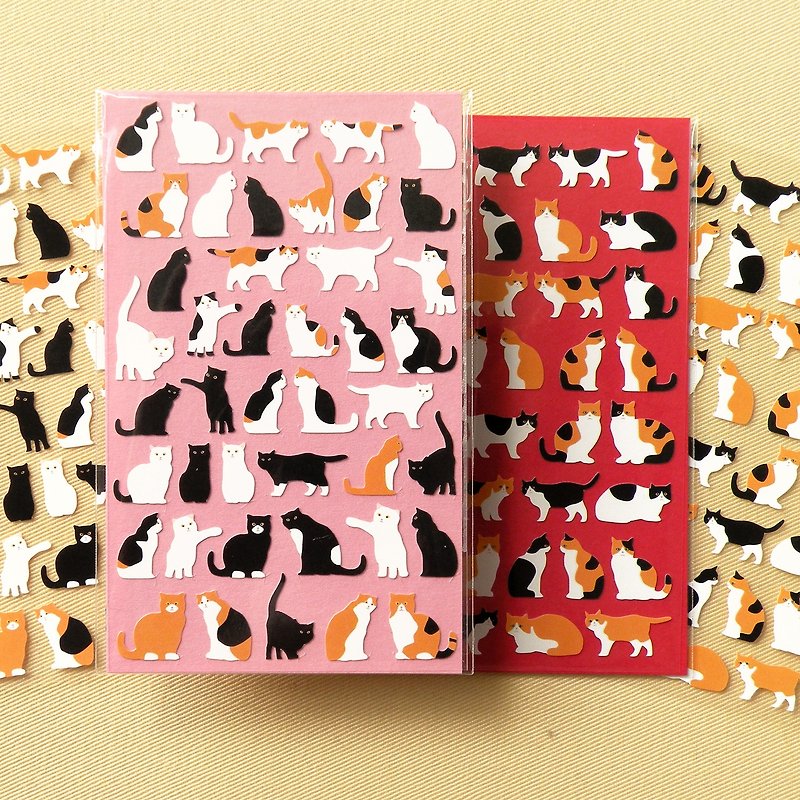 Calico, Black & White Cat Stickers 2pcs. - Stickers - Waterproof Material Black