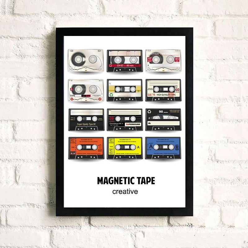 Music design models [cassette TAPE creative visual] - ornaments paintings in wooden frames (M: 24x32x2CM) - Wall Décor - Wood Black