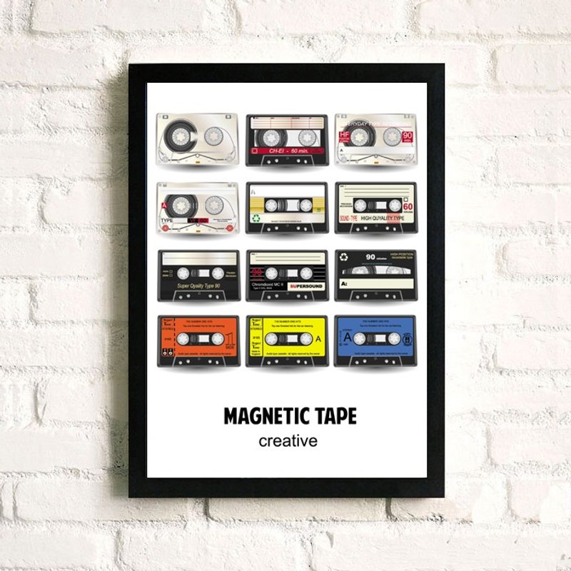 Music design models [cassette TAPE creative visual] - ornaments paintings in wooden frames (M: 24x32x2CM) - ตกแต่งผนัง - ไม้ สีดำ