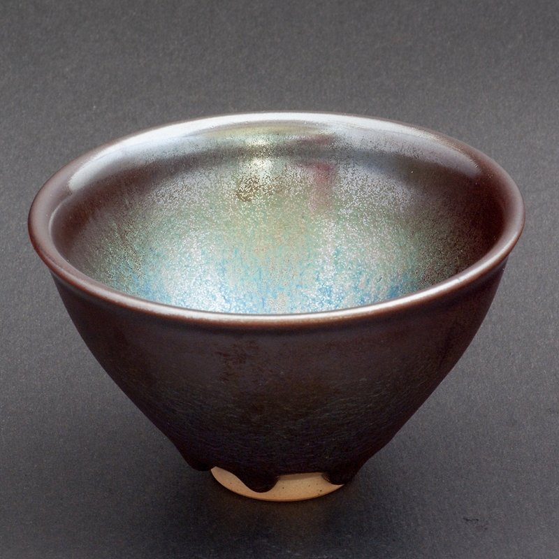 Obsidian Blue Gold Tianmu-Dou Tea Bowl (Excellent) │Mother's Day Gift Box - ถ้วย - วัสดุอื่นๆ สีทอง