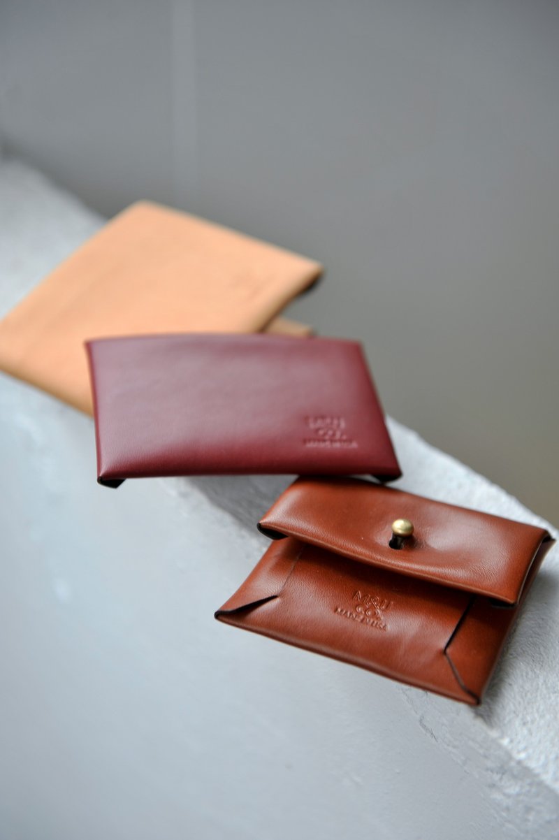 Maxx ＆ Unicorn Co. Card Sleeve 美國紐約獨立品牌創新工藝皮具/卡夾/名片夾-酒紅色 - 錢包/皮夾/長短夾 - 真皮 紅色