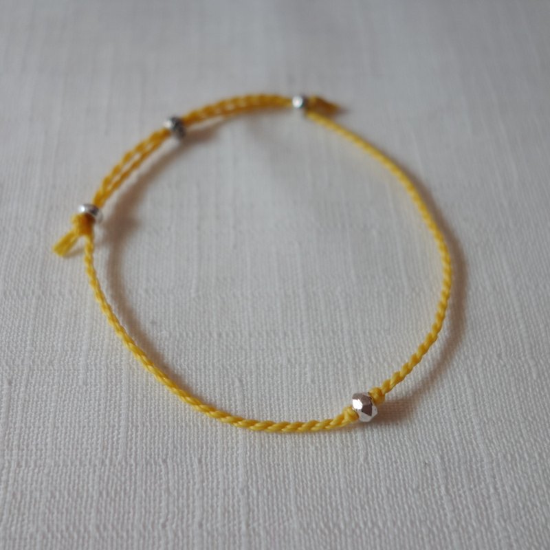 ~M+Bear~*Simple and simple*Yellow simple fine bracelet 925 sterling silver Japanese wax line - Bracelets - Other Metals Yellow