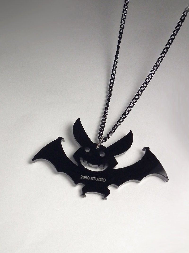 Bat Necklace/Keyring - Necklaces - Plastic Black