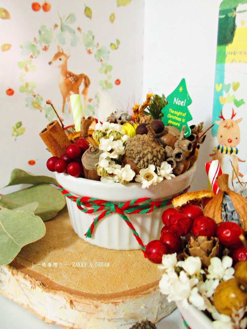 [Harvest Festival Fruit Cup] Dry Flower Pine Fruit Fruit Birthday Gift Christmas - ของวางตกแต่ง - วัสดุอื่นๆ 