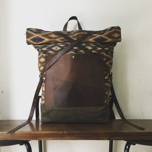Mingen Handiwork2015 original handmade tropical rainforest series cowhide shoulder canvas bag men bag