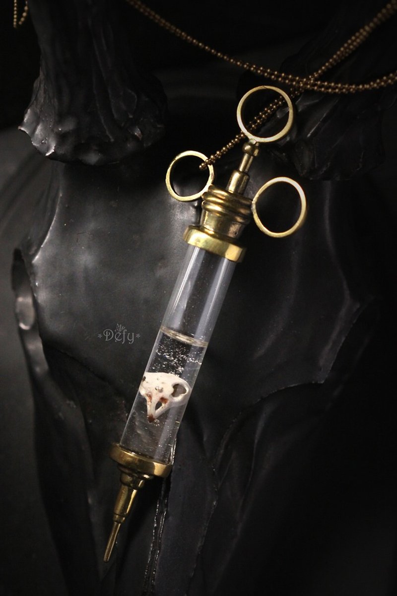 Syringe with Bird Skull Necklace by Defy - Necklaces - Other Metals 