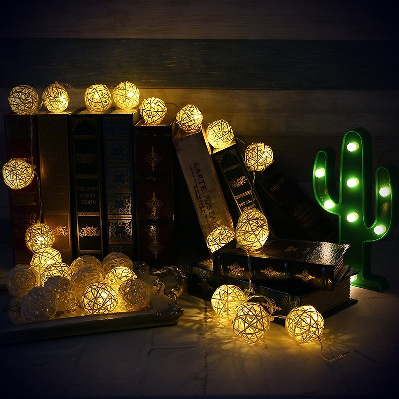 竹 燈具/燈飾 白色 - 創意燈飾 籐球燈串 電池款 靄靄白雪 長度2M LED氣氛燈 聖誕節