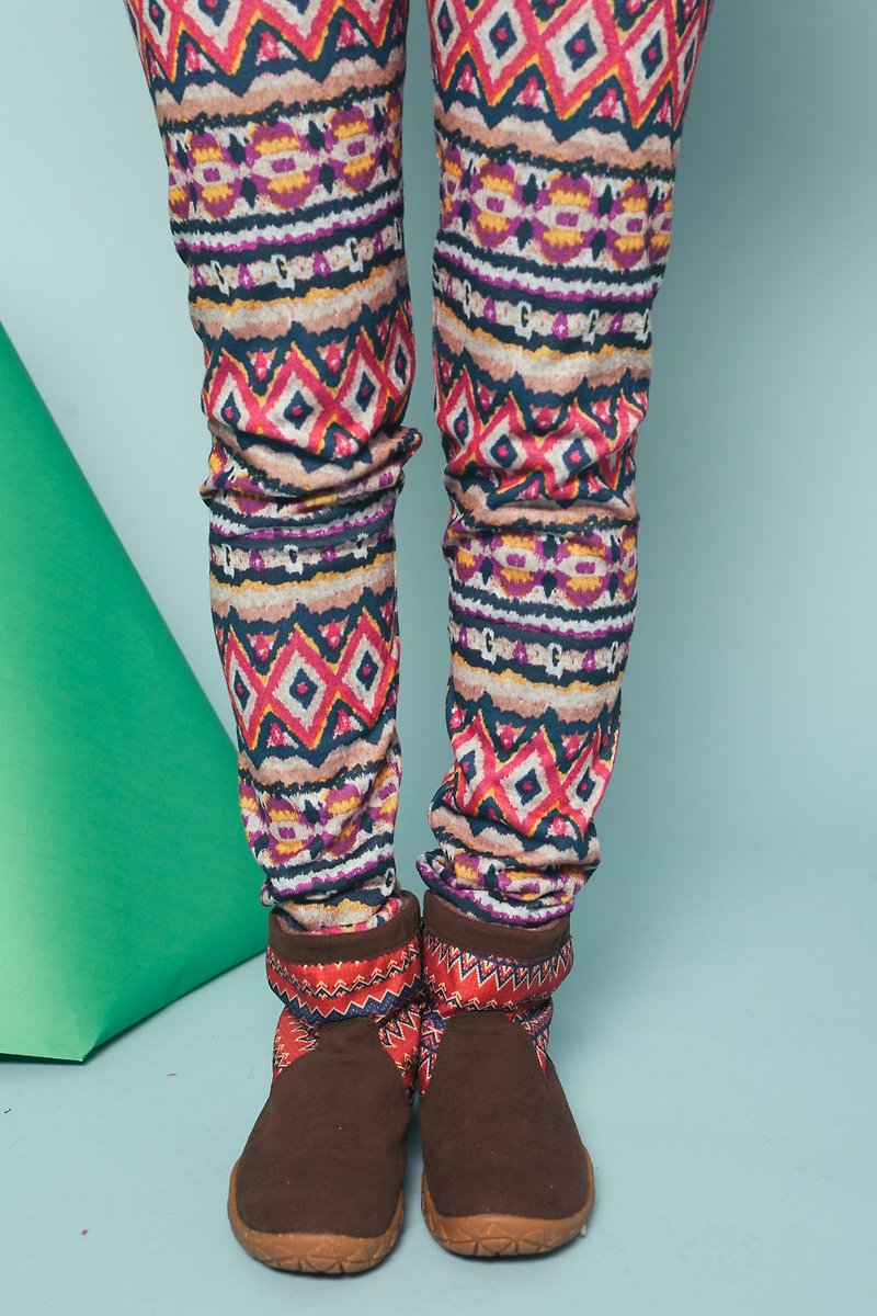 ☆saibaba ethnique // 圖騰內搭褲☆ - Women's Pants - Cotton & Hemp Multicolor