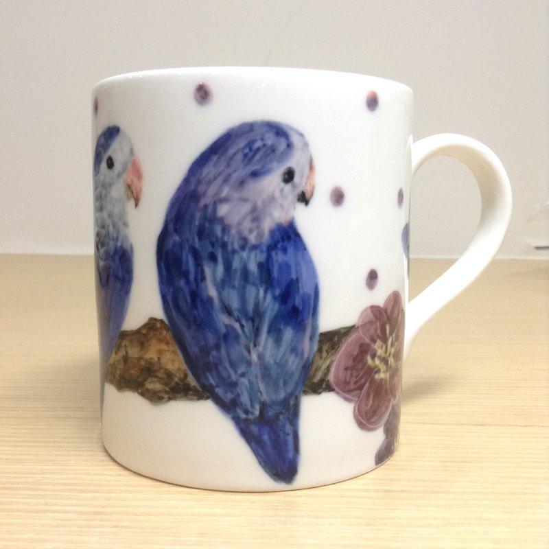 [Customized] Parrot Hand-painted Coffee Cup/Mug - แก้วมัค/แก้วกาแฟ - เครื่องลายคราม หลากหลายสี