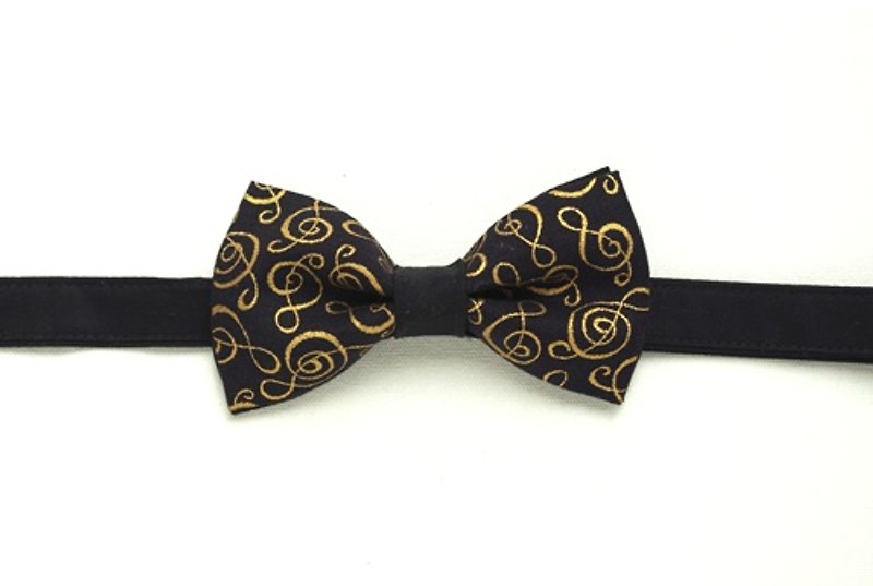 Bohemian bow tie - เนคไท/ที่หนีบเนคไท - ผ้าฝ้าย/ผ้าลินิน สีดำ