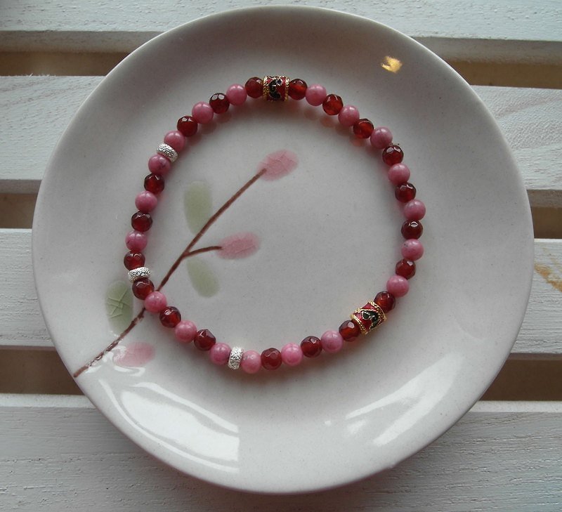 ~ M + Bear ~ Natural Stone & amp; 925 sterling silver bracelet Pink Lady (RB002) - Bracelets - Gemstone Pink