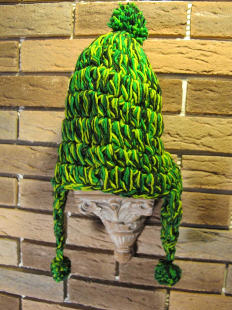 Green leaf thick vicuña fur hat - หมวก - วัสดุอื่นๆ สีเขียว