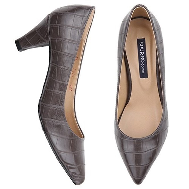 【Korean trend】SPUR Classy pointed flats HF7021 GREY - High Heels - Genuine Leather Gray