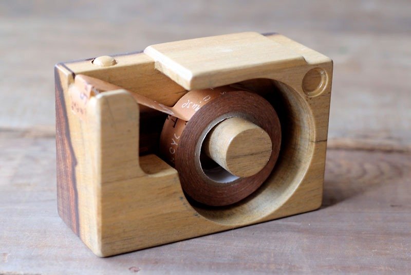 手工木製微型相機▣  膠台 - 紙膠帶 - 木頭 黃色