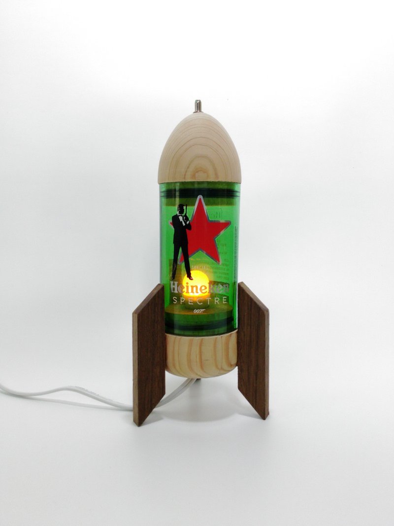 Red Star Rocket Bottle Night Light - โคมไฟ - ไม้ หลากหลายสี