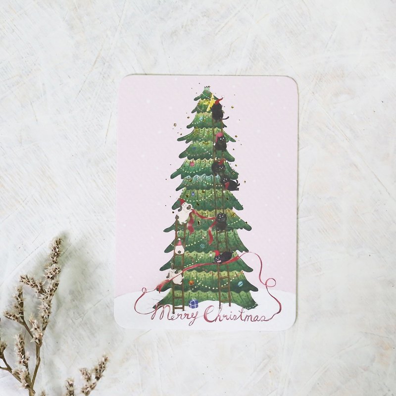 ジーププラネットクリスマス-急いでいるクリスマス（クリスマスポストカード/カード）封筒付き - カード・はがき - 紙 ピンク