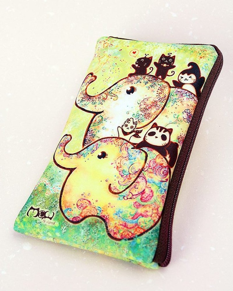 Illustration style cell phone pocket - [Elephant flower] - เคส/ซองมือถือ - วัสดุอื่นๆ 