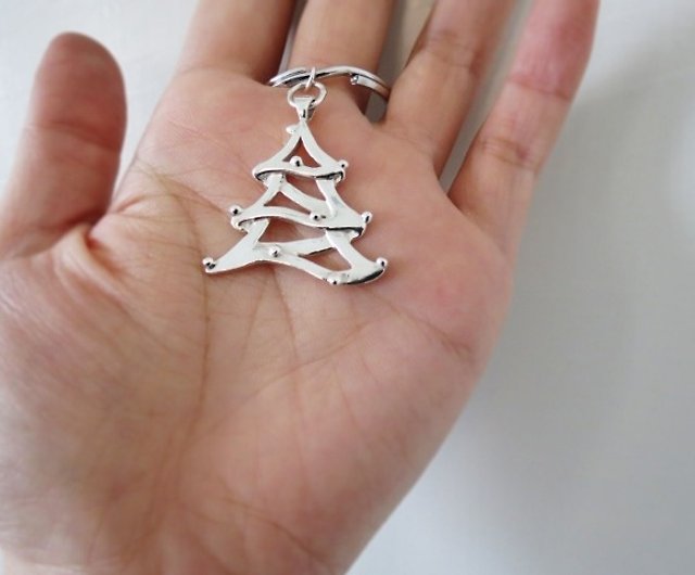 Christmas tree (925 sterling silver key chain) - C percent