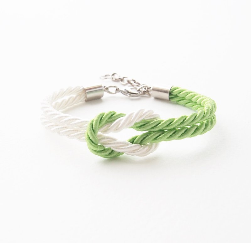 Lime and White rope knot bracelet - 手鍊/手環 - 其他材質 綠色