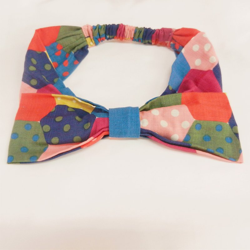 colorful hair bow wave point with patchwork vintage Japanese street shooting - Hair Accessories - Other Materials Red