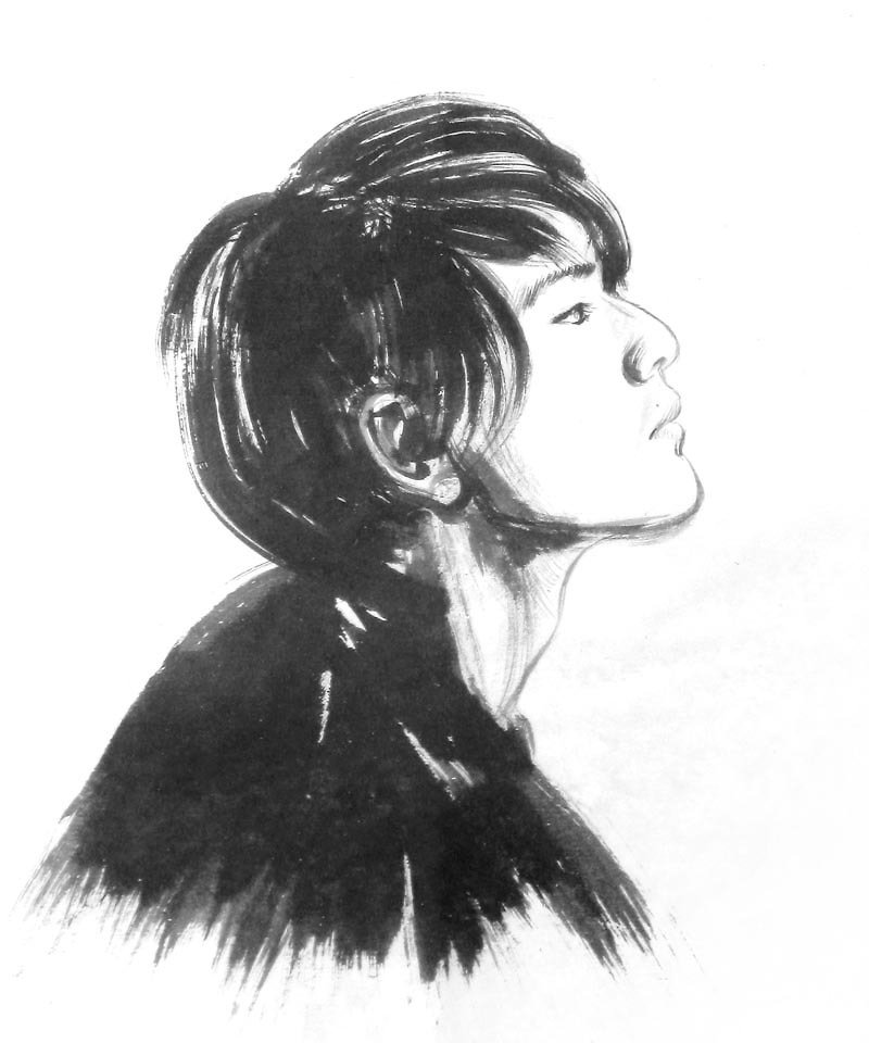 custom portraits - Chinese ink painting - independent thinking - Customized Portraits - Paper White