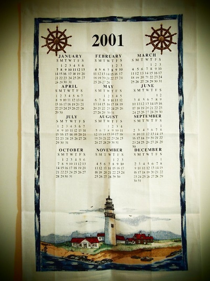 2001 Early American's cloth Lighthouse Calendar - Wall Décor - Other Materials White
